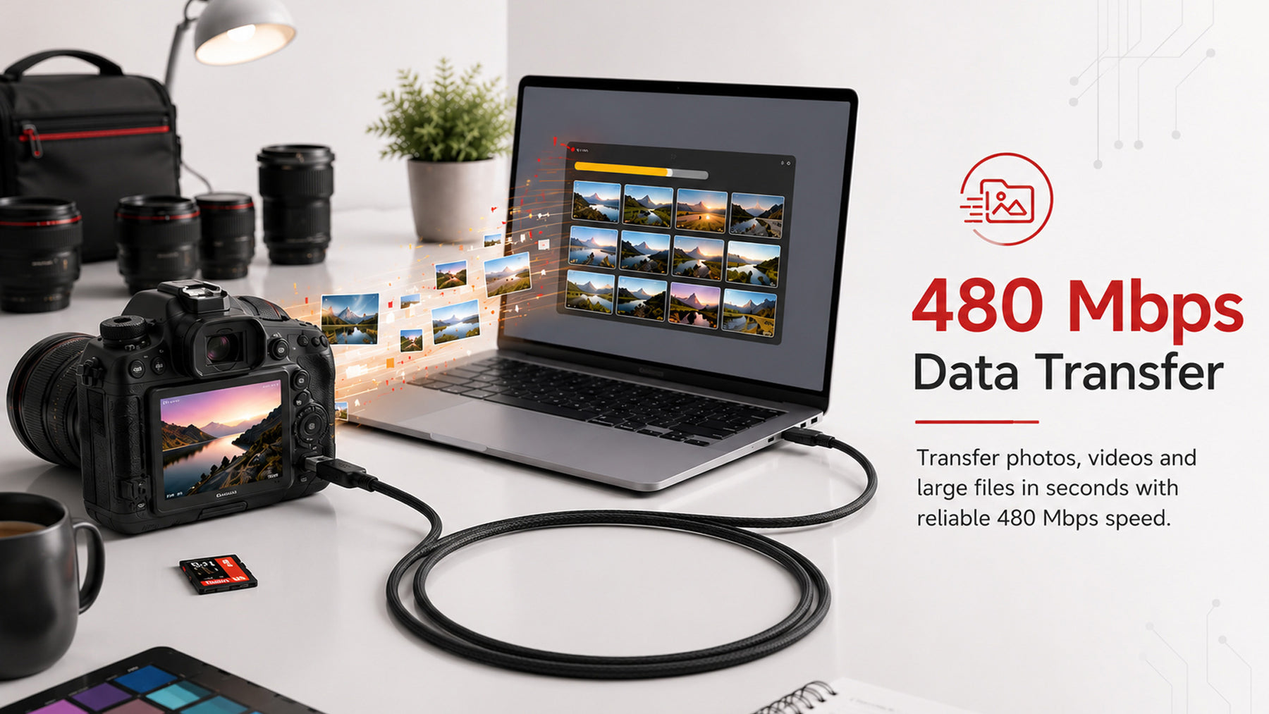 Neovolt USB A to Micro USB braided cable with 1.5m length