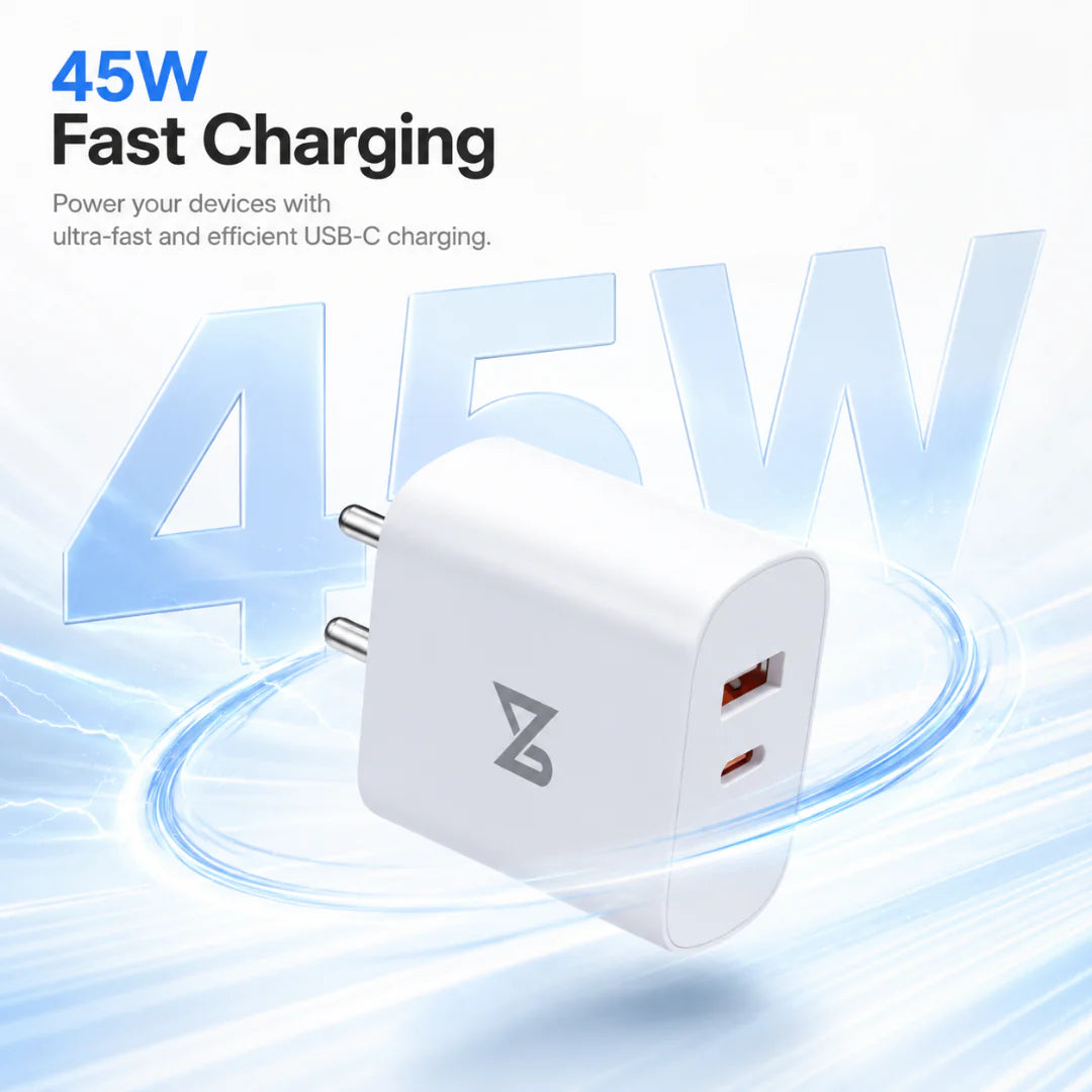 Neovolt 45W USB-C & USB-A Fast Charging Adapter, White