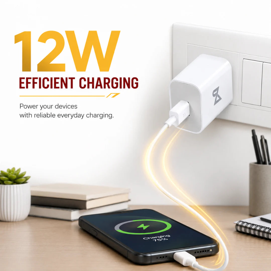 Neovolt 12W USB-A Wall Charger Adapter, White