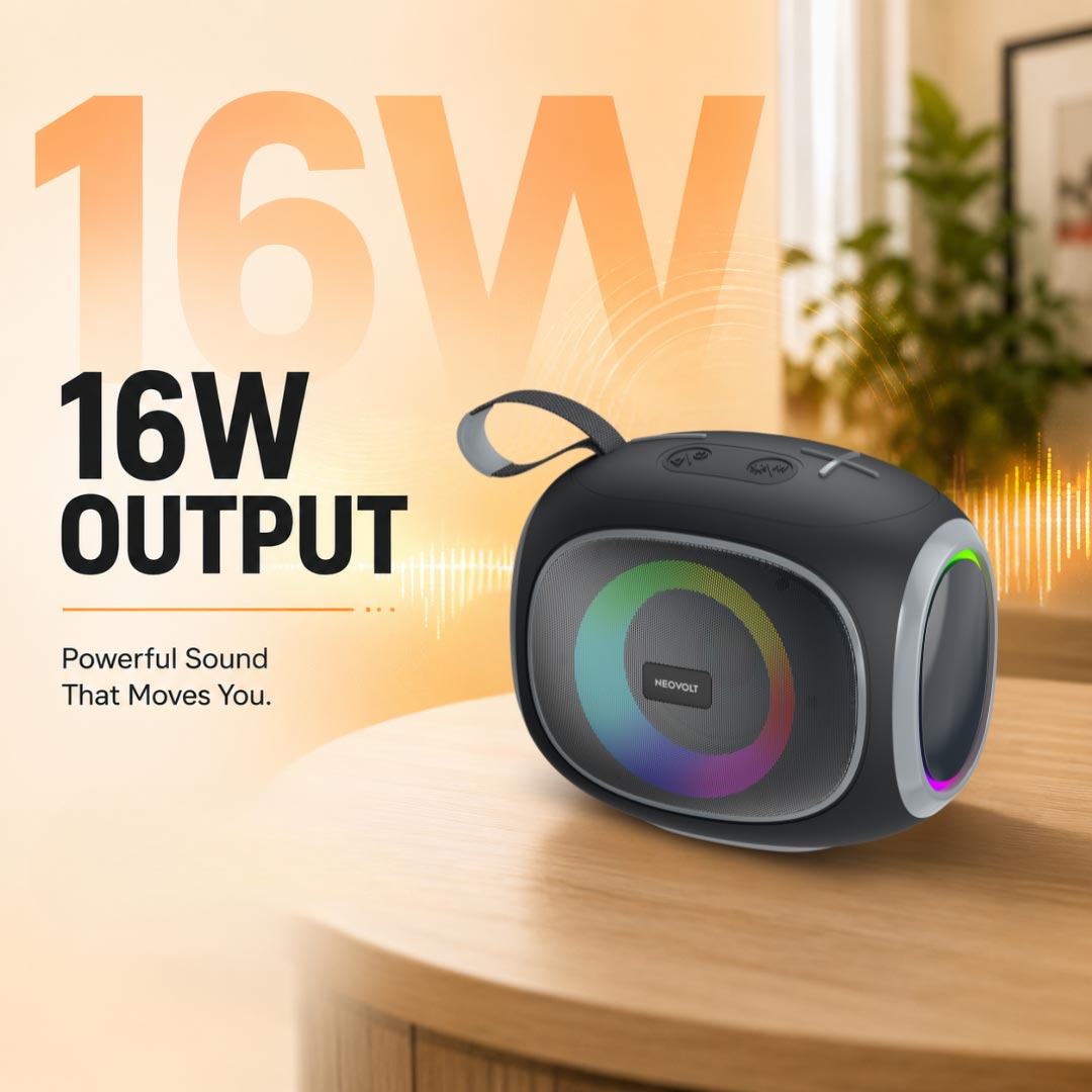 Neo Vibe 16W Bluetooth Speaker with TWS, Up to 10H* Playtime (Black-Gray)