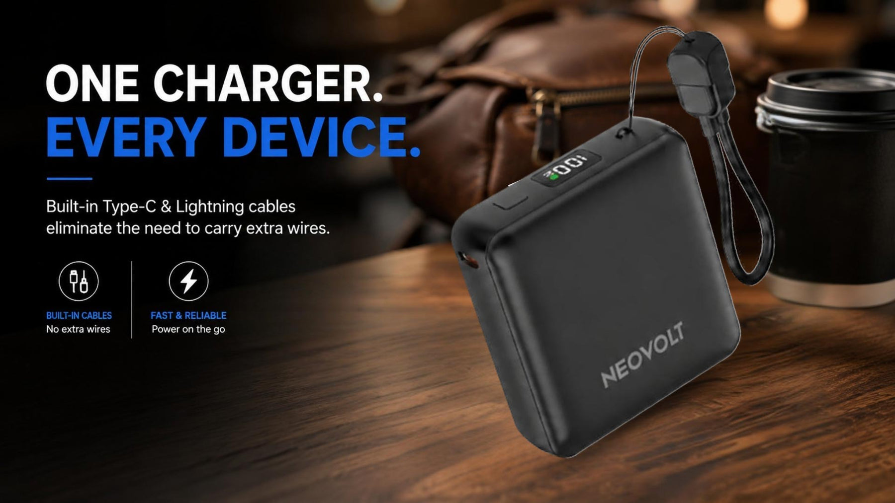 Neovolt 10000mAh Pocket Power Bank with 22.5W Fast Charging