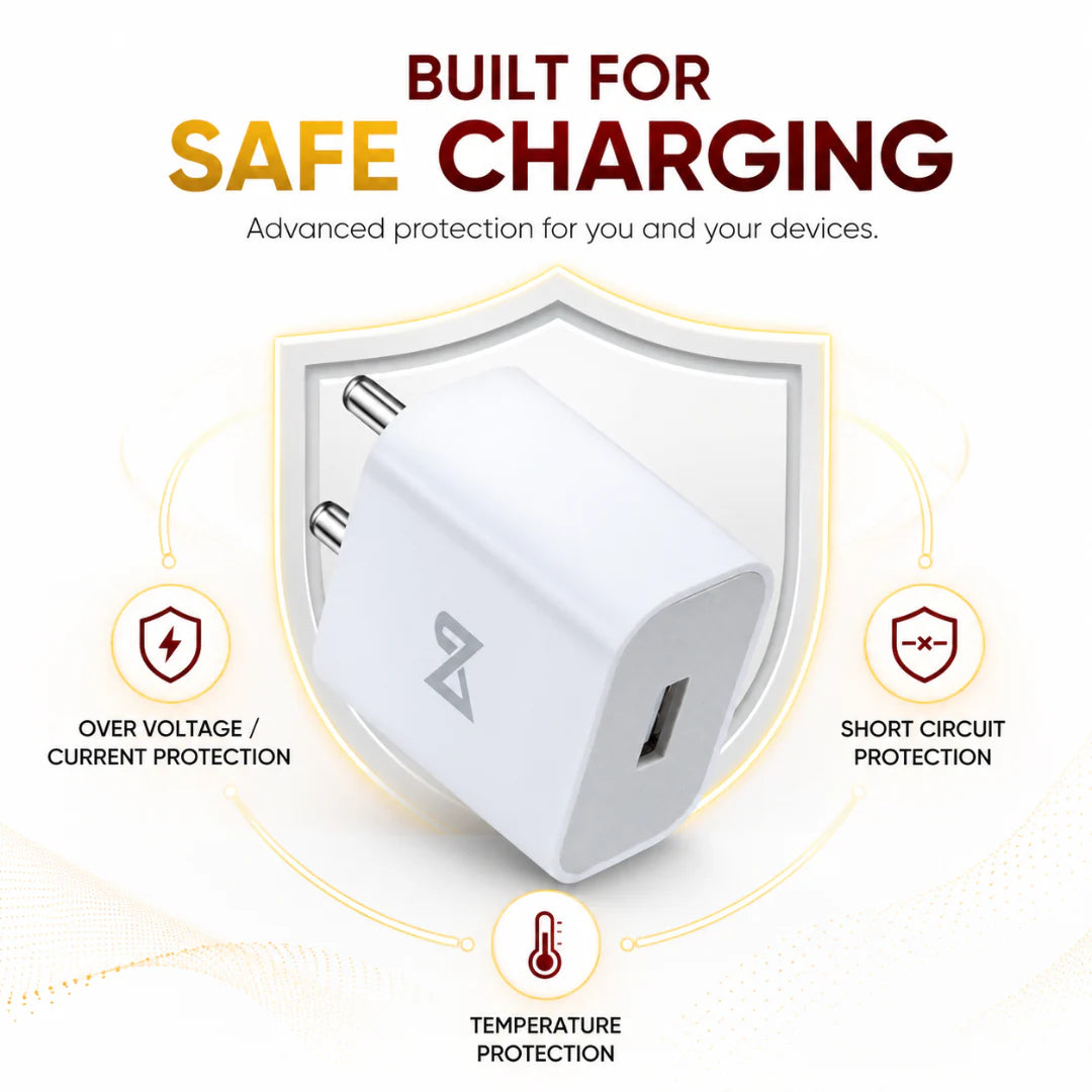 Neovolt 12W USB-A Wall Charger Adapter, White
