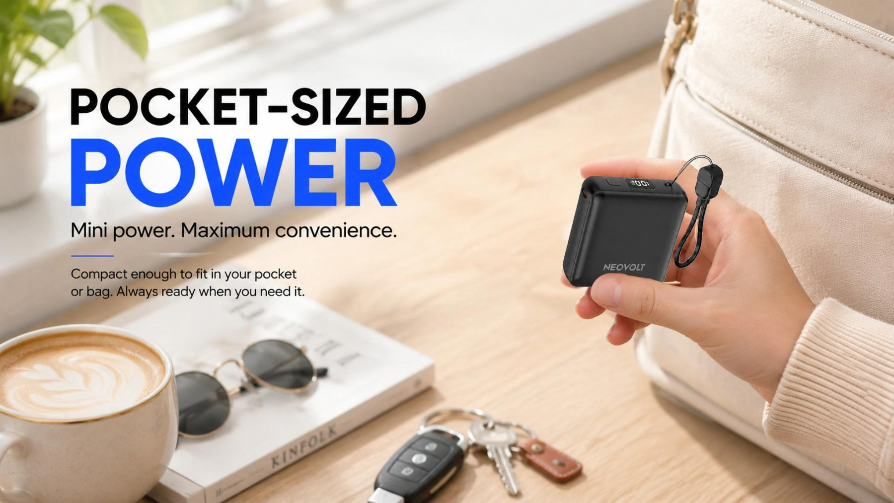 Neovolt 10000mAh Pocket Power Bank with 22.5W Fast Charging