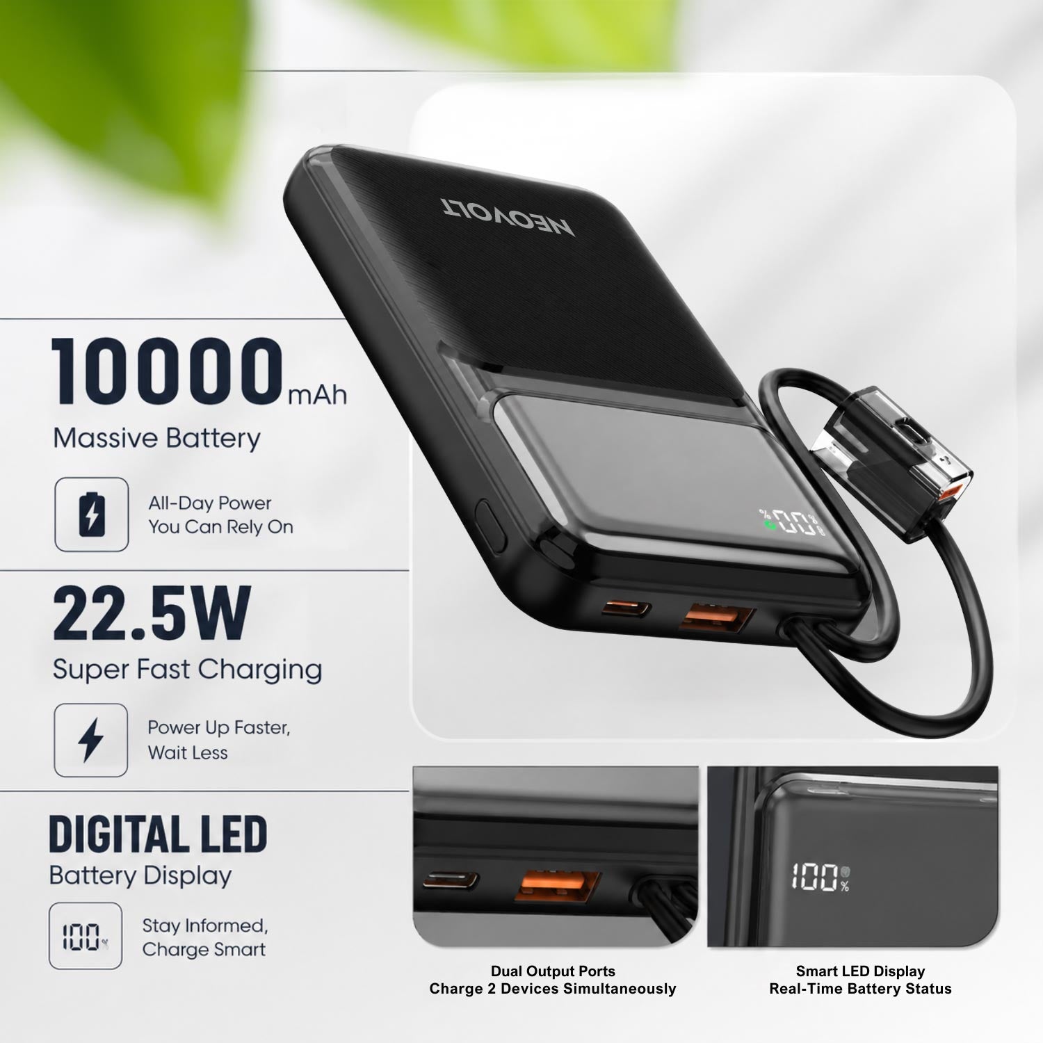Neovolt 10000mAh 22.5W Compact Fast Charging Power Bank