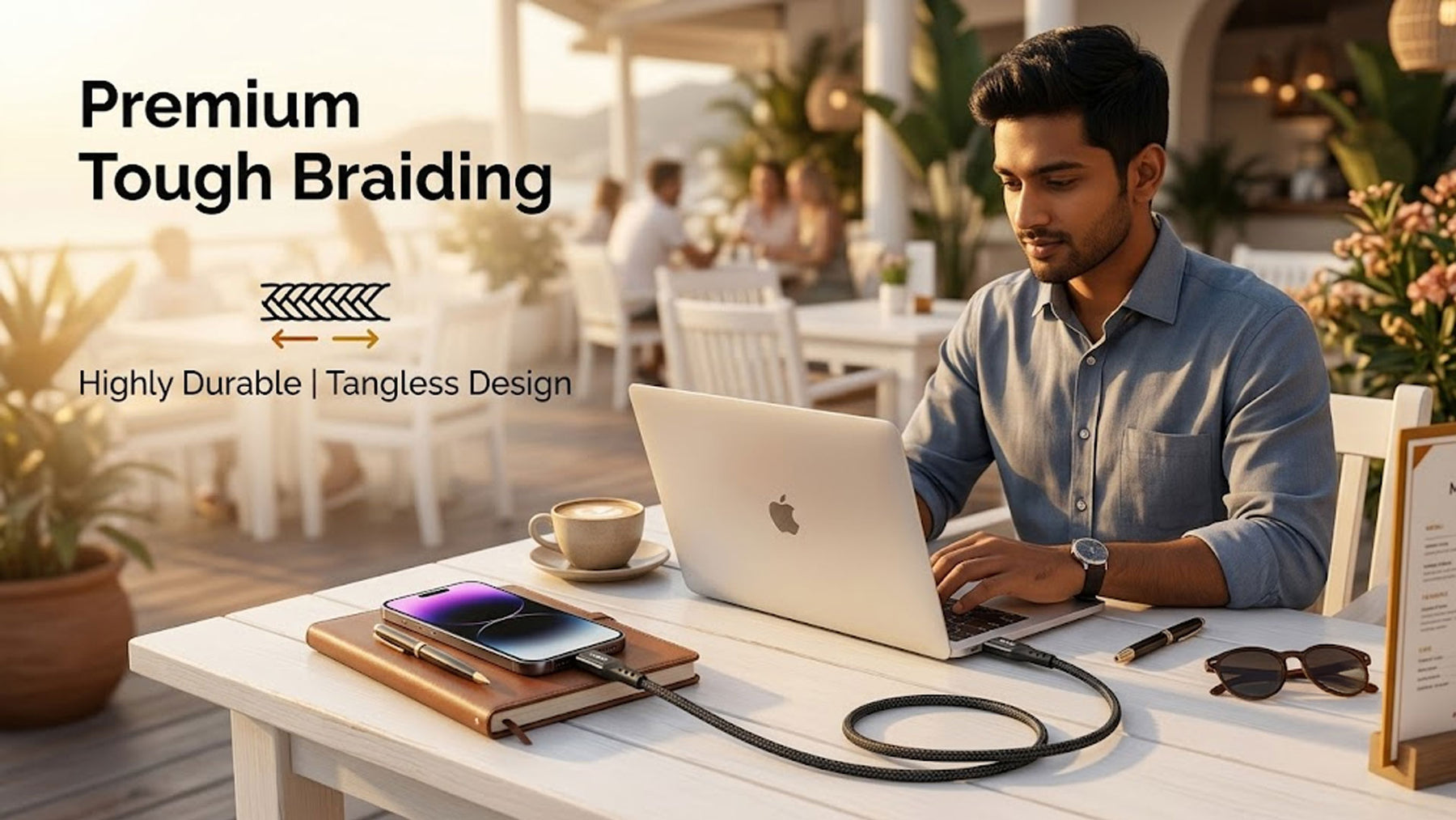 Neovolt Type C to Lightning braided cable with 1m length