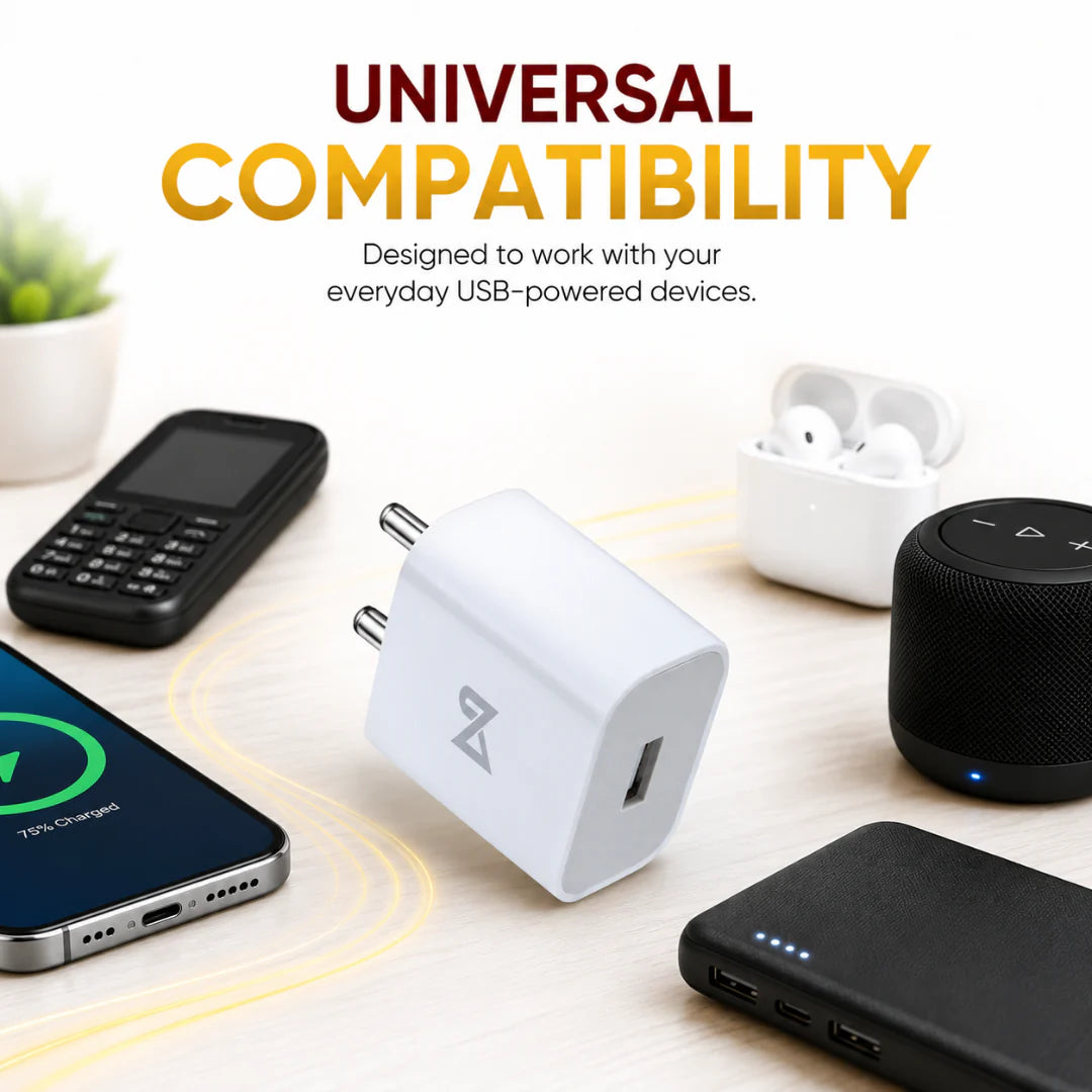 Neovolt 12W USB-A Wall Charger Adapter, White