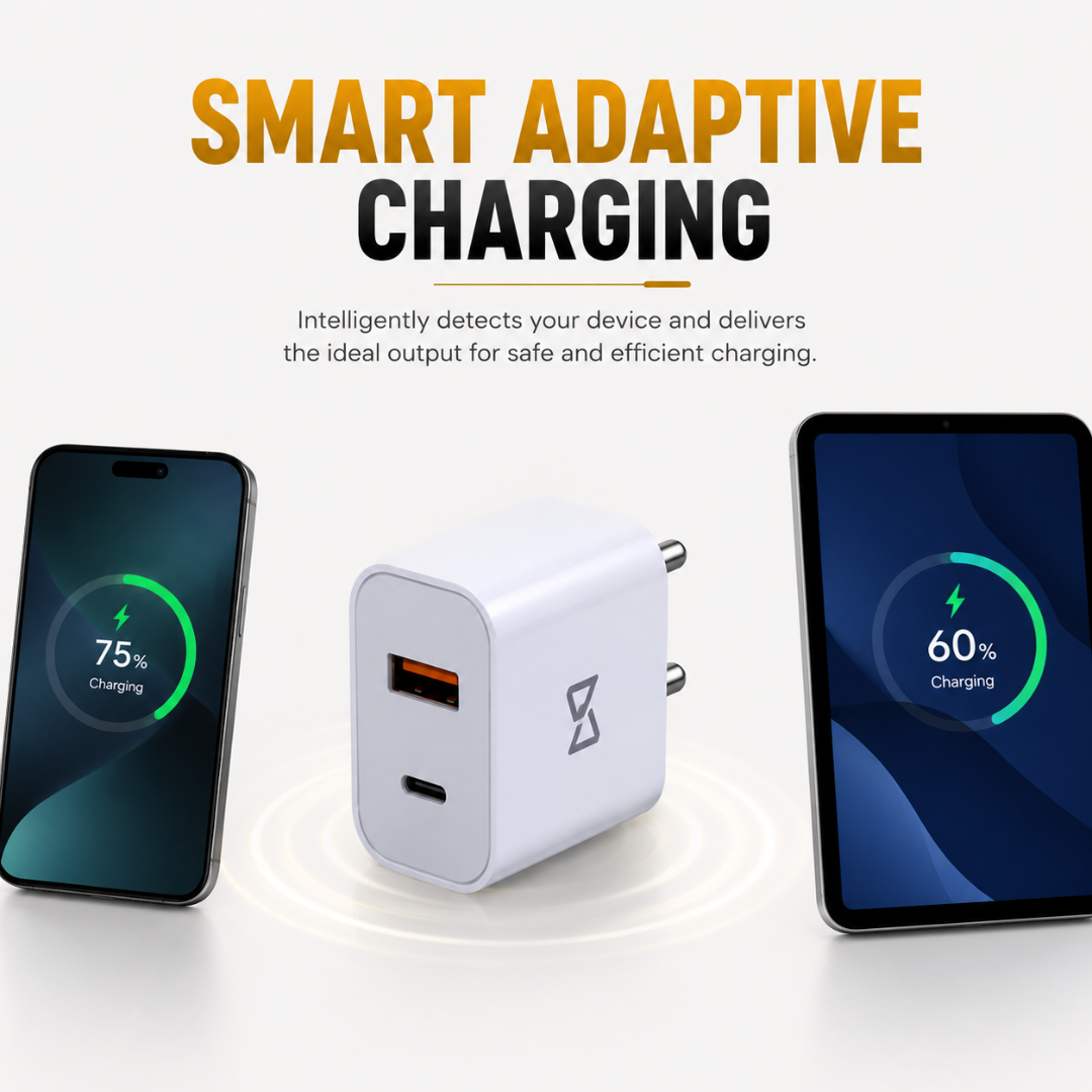 Neovolt 22.5W USB-A + Type-C Fast Charging Adapter, White