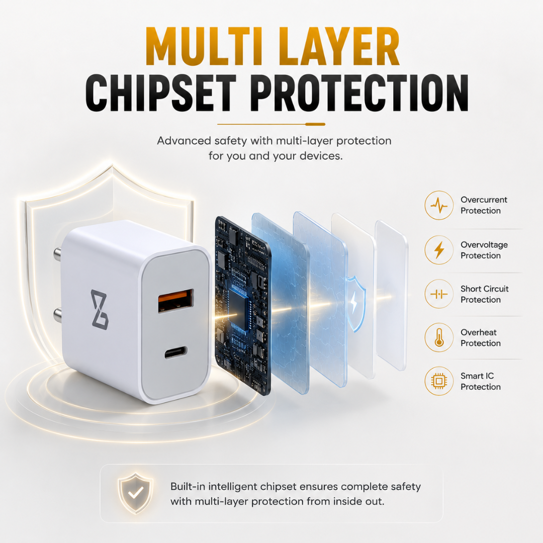 Neovolt 22.5W USB-A + Type-C Fast Charging Adapter, White