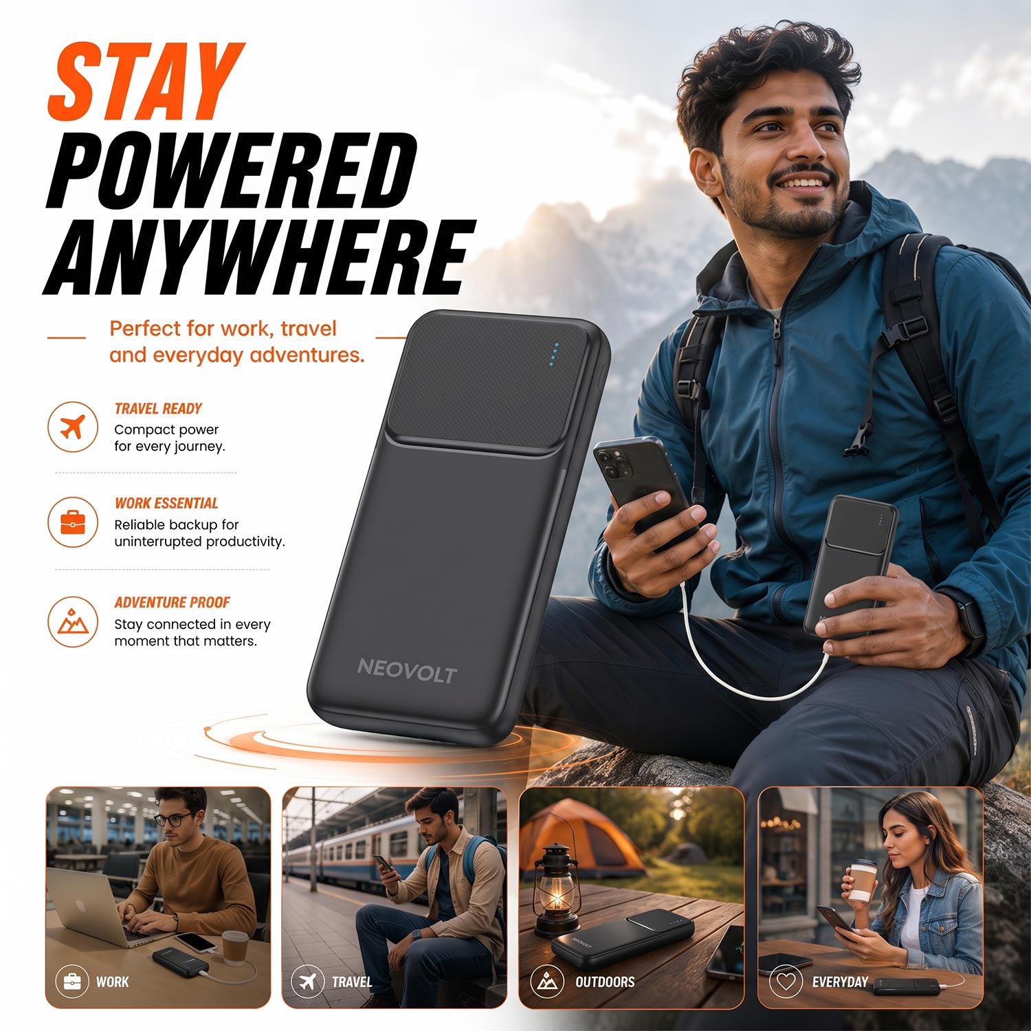 Neovolt 10000mAh Dual Output Fast Charging Power Bank