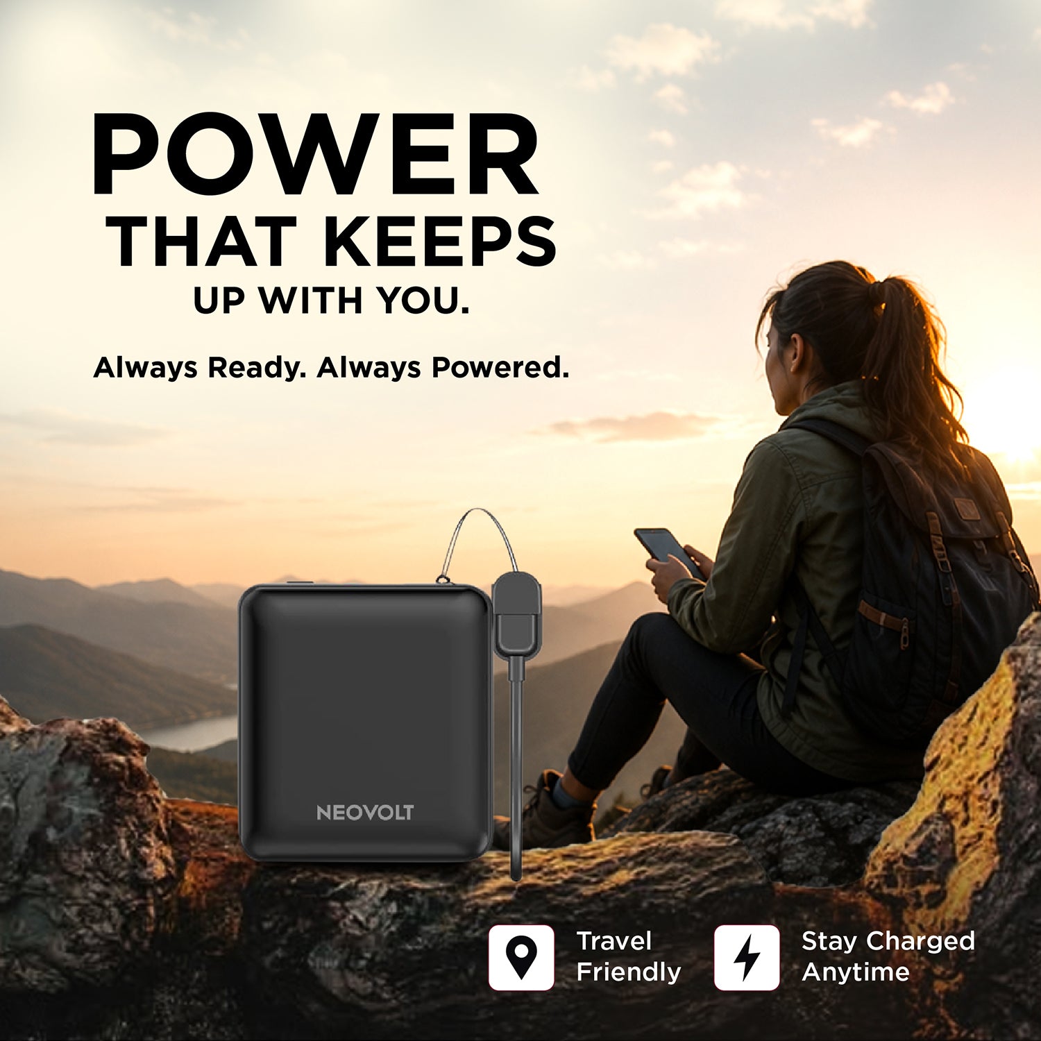 Neovolt 10000mAh Pocket Power Bank with 22.5W Fast Charging
