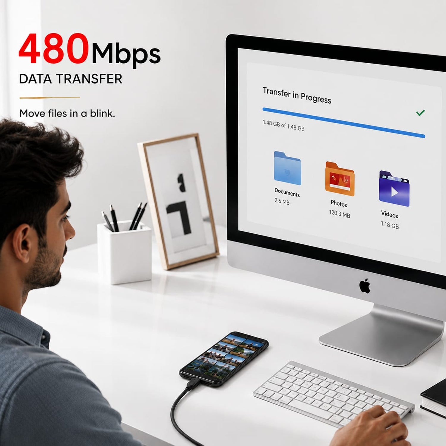 Neovolt USB A to Micro USB braided cable with 1.5m length