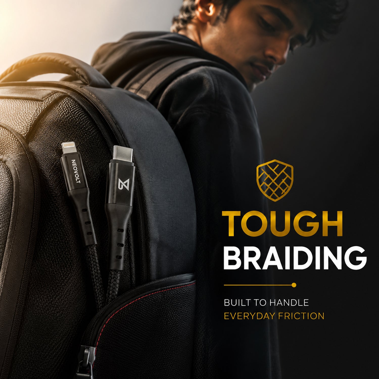 Neovolt Type C to Lightning braided cable with 1m length